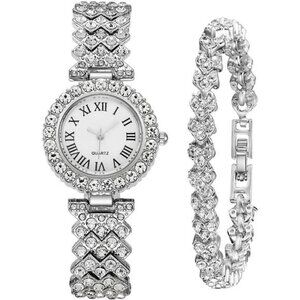 Women’s Luxury Diamond Watch and Bracelet Set